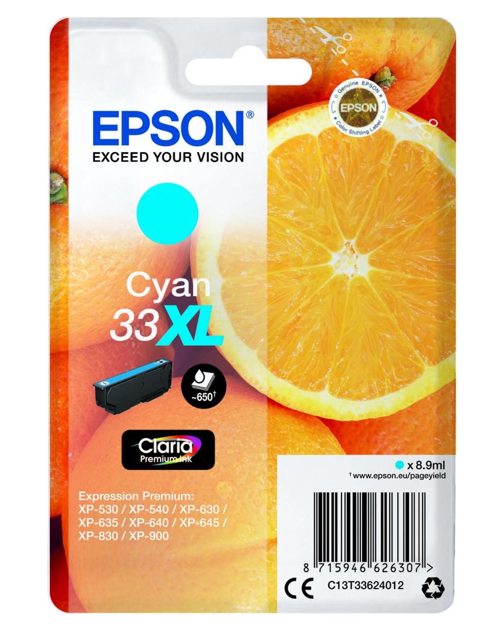Epson Original 33XL Orange Druckerpatrone - cyan (C13T33624012) von Epson