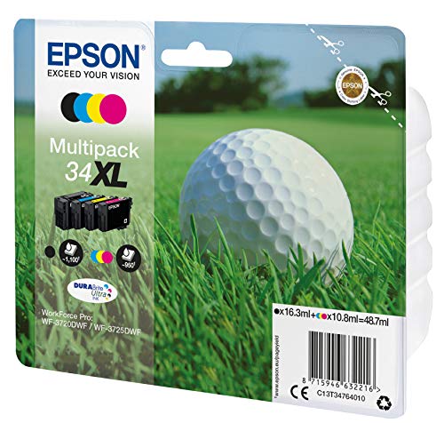 Epson Original 34 Tinte Golfball (WF-3720DWF, WF-3725DWF), Multipack 4-farbig, XL von Epson