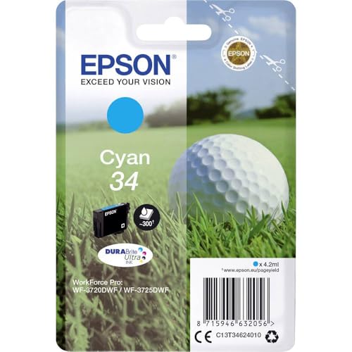 Epson Original 34 Tinte Golfball (WF-3720DWF, WF-3725DWF), cyan von Epson
