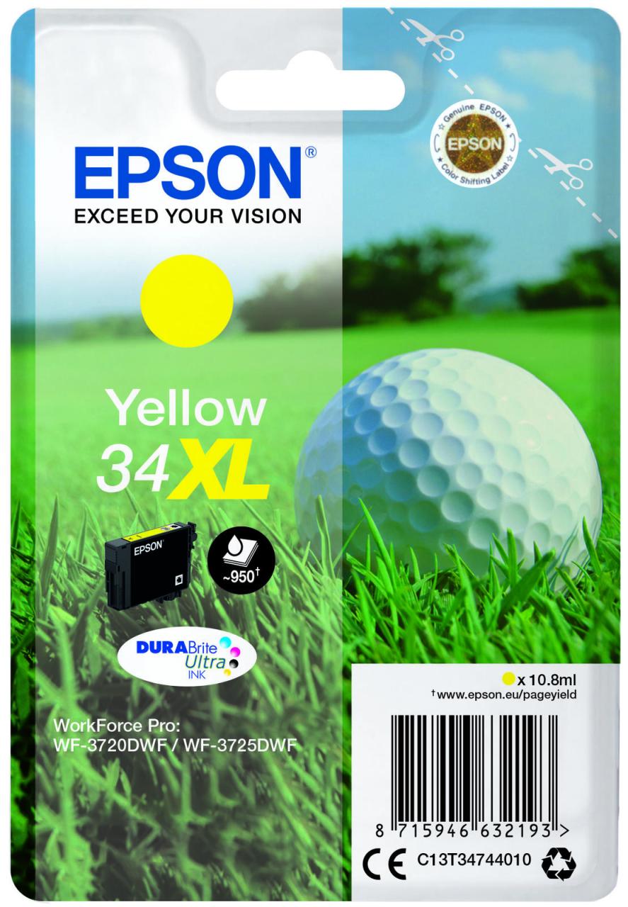 Epson Original 34XL Golfball Druckerpatrone gelb 950 Seiten 10,8ml (C13T34744... von Epson