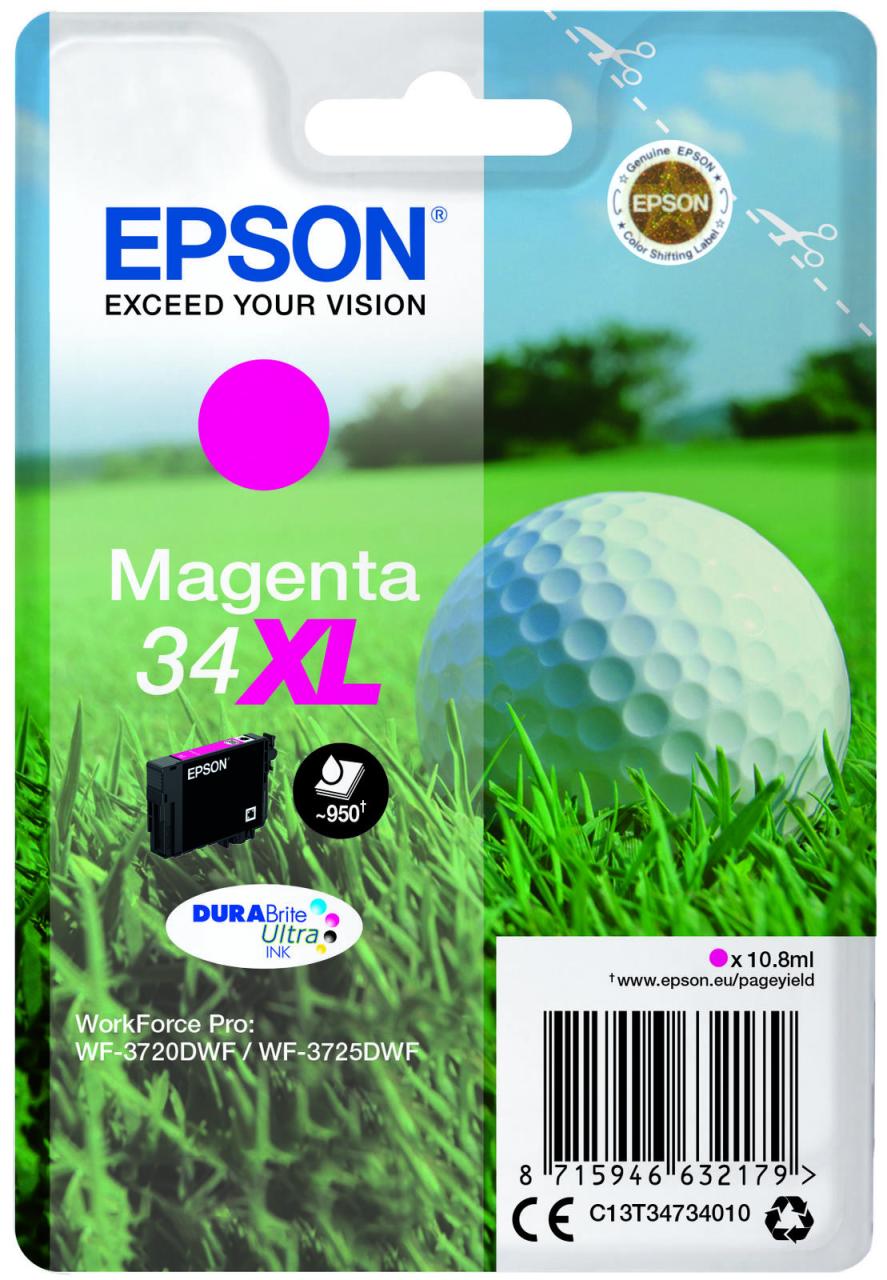 Epson Original 34XL Golfball Druckerpatrone magenta 950 Seiten 10,8ml (C13T34... von Epson