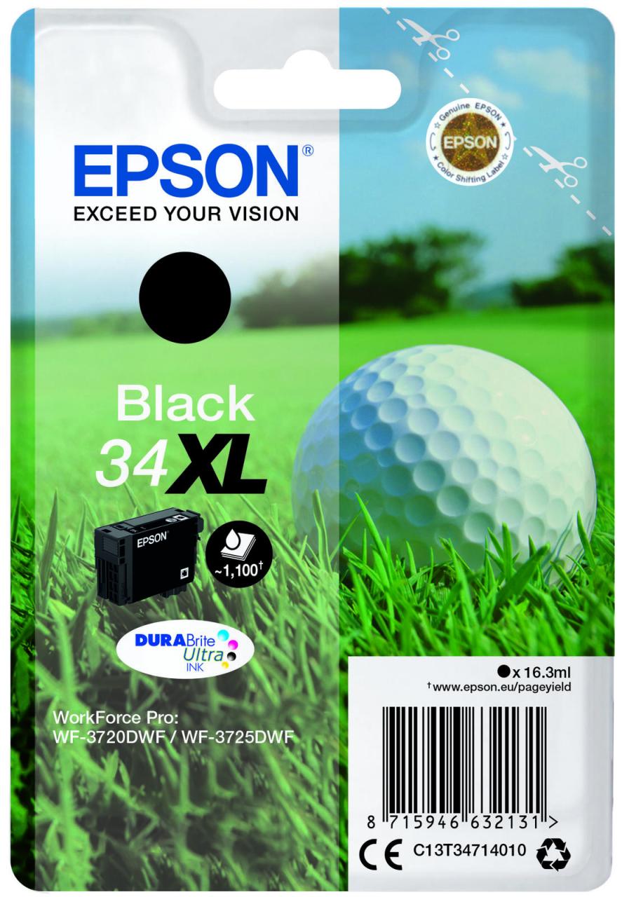 Epson Original 34XL Golfball Druckerpatrone schwarz 1.100 Seiten 16,3ml (C13T... Epson Original 34XL Golfball Druckerpatrone schwarz 1.100 Seiten 16,3ml (C13T... von Epson