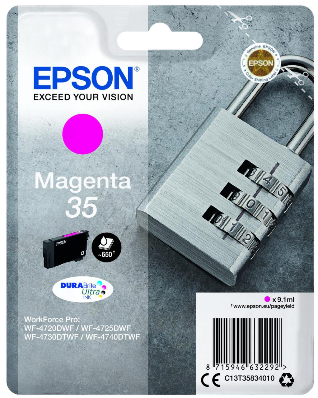 Epson Original 35 Schloss Druckerpatrone magenta 650 Seiten 9,1ml (C13T35834010) von Epson