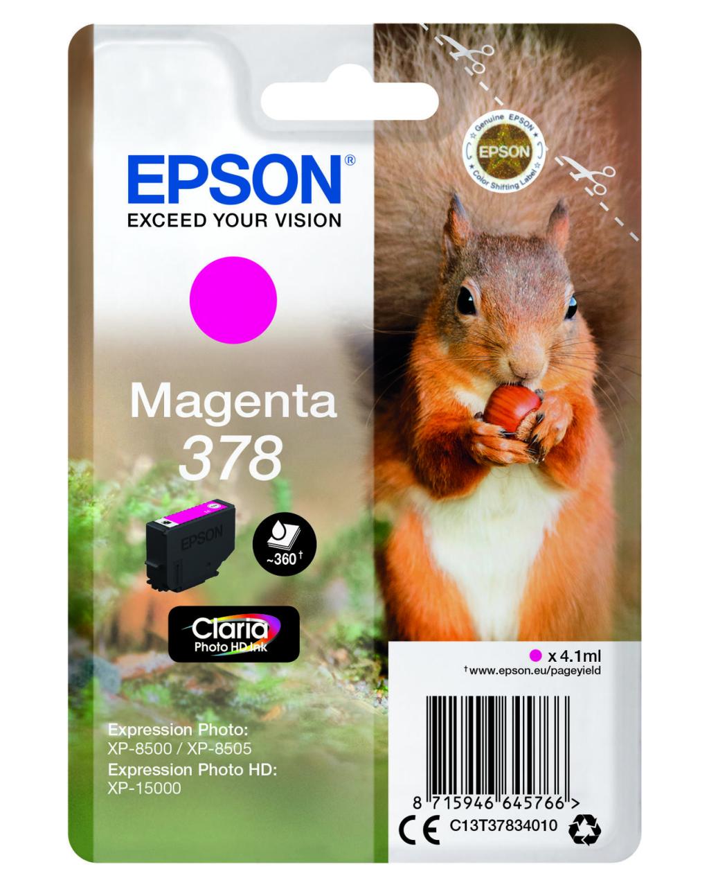 Epson Original 378 Eichhörnchen Druckerpatrone magenta 360 Seiten 4,1ml (C13T... von Epson