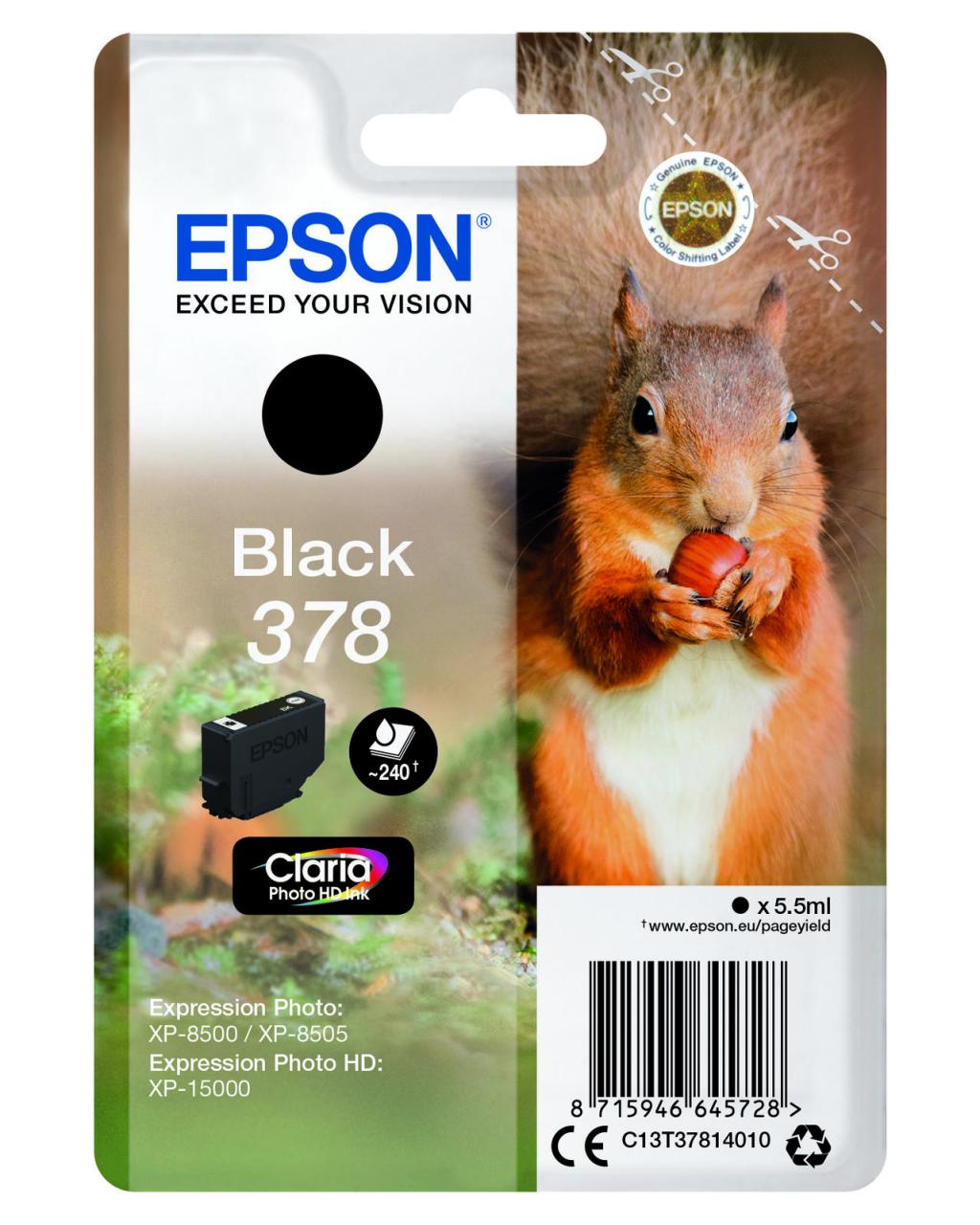 Epson Original 378 Eichhörnchen Druckerpatrone schwarz 240 Seiten 5,5ml (C13T... von Epson