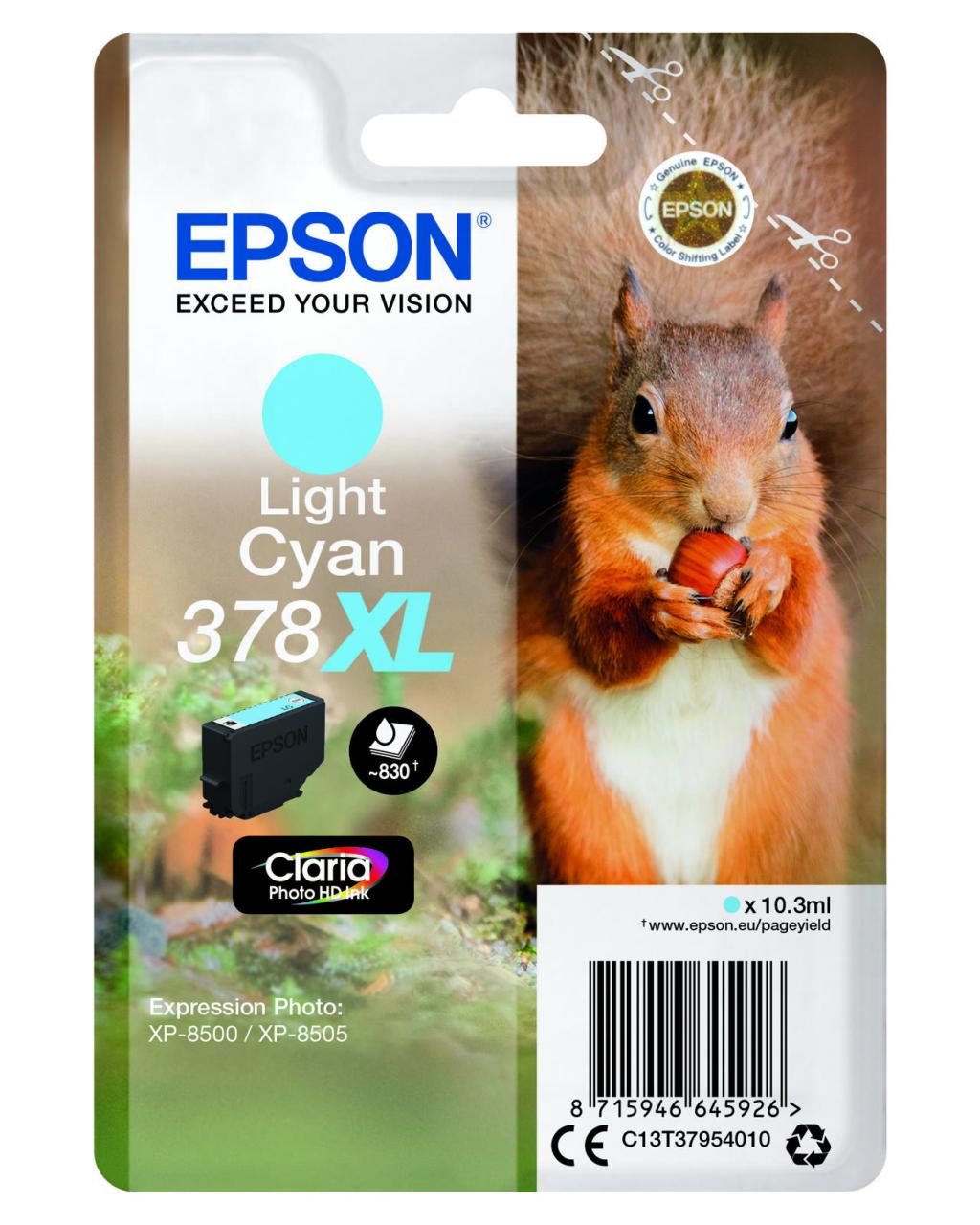 Epson Original 378XL Eichhörnchen Druckerpatrone cyan hell 830 Seiten 10,3ml ... von Epson