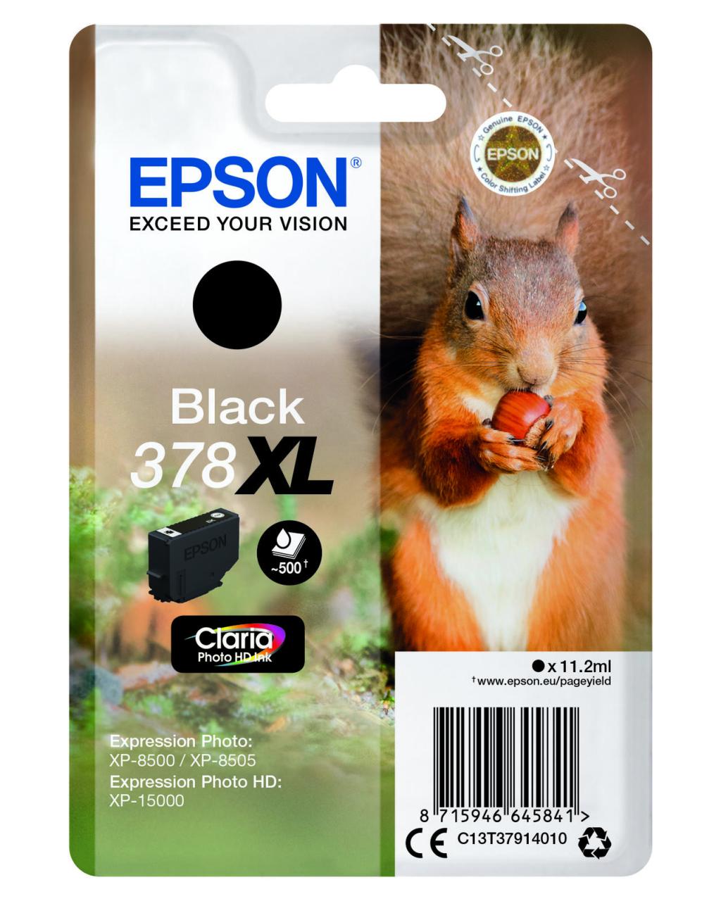 Epson Original 378XL Eichhörnchen Druckerpatrone schwarz 500 Seiten 11,2ml (C... von Epson