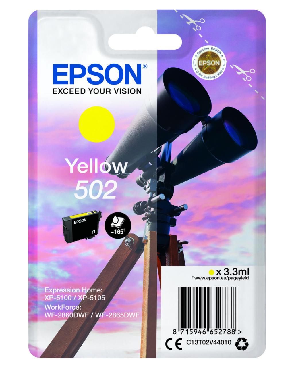 Epson Original 502 Fernglas Druckerpatrone - gelb (C13T02V44010) von Epson