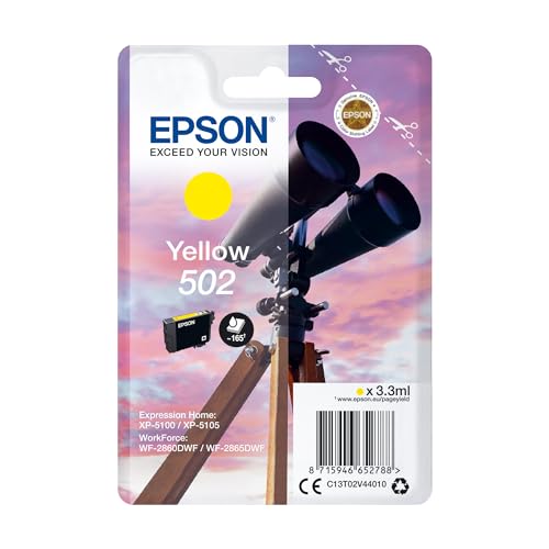 Epson Original 502 Tinte Fernglas Singlepack gelb Standard, XP-5100 XP-5105 XP-5150 XP-5155 WF-2860DWF WF-2865DWF WF-2880DWF WF-2885DWF, ReadyPrint Flex-Tintentarife von Epson