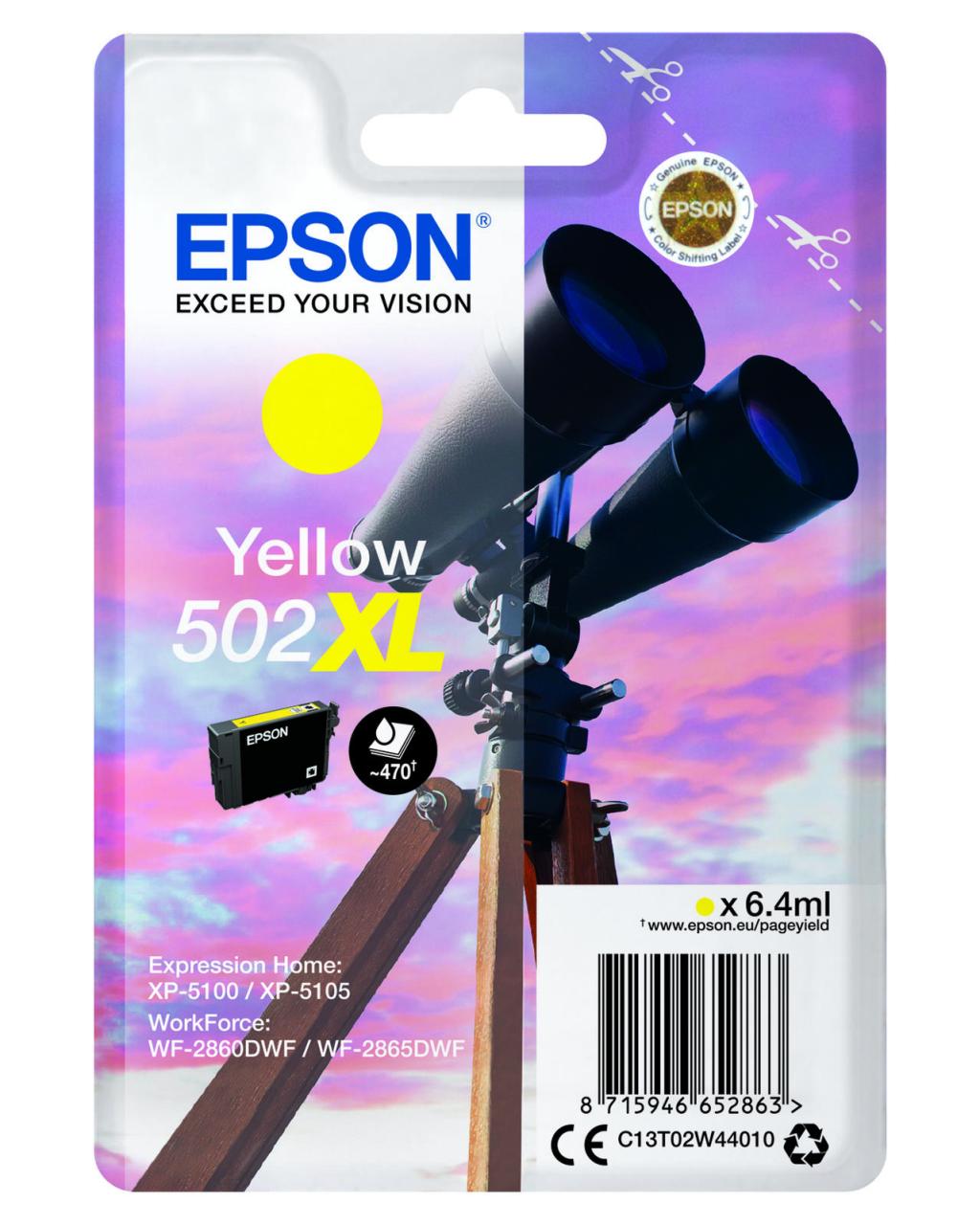 Epson Original 502XL Fernglas Druckerpatrone - gelb (C13T02W44010) von Epson
