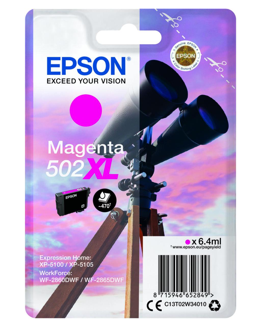 Epson Original 502XL Fernglas Druckerpatrone - magenta (C13T02W34010) von Epson