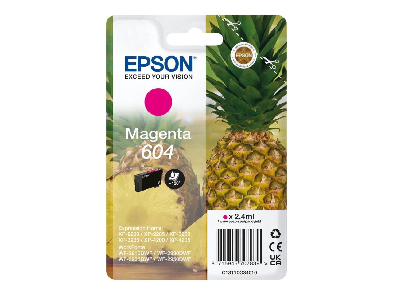 Epson Original 604 Ananas Druckerpatrone - magenta (C13T10G34010) von Epson