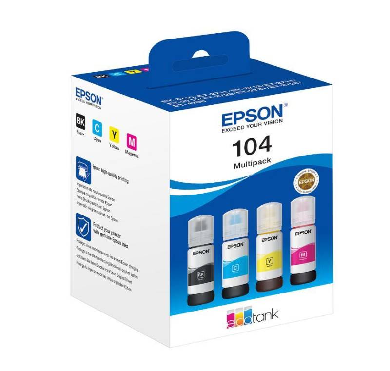 Epson Original EcoTank 104 Nachfülltinte - 4er Multipack (C13T00P640) von Epson