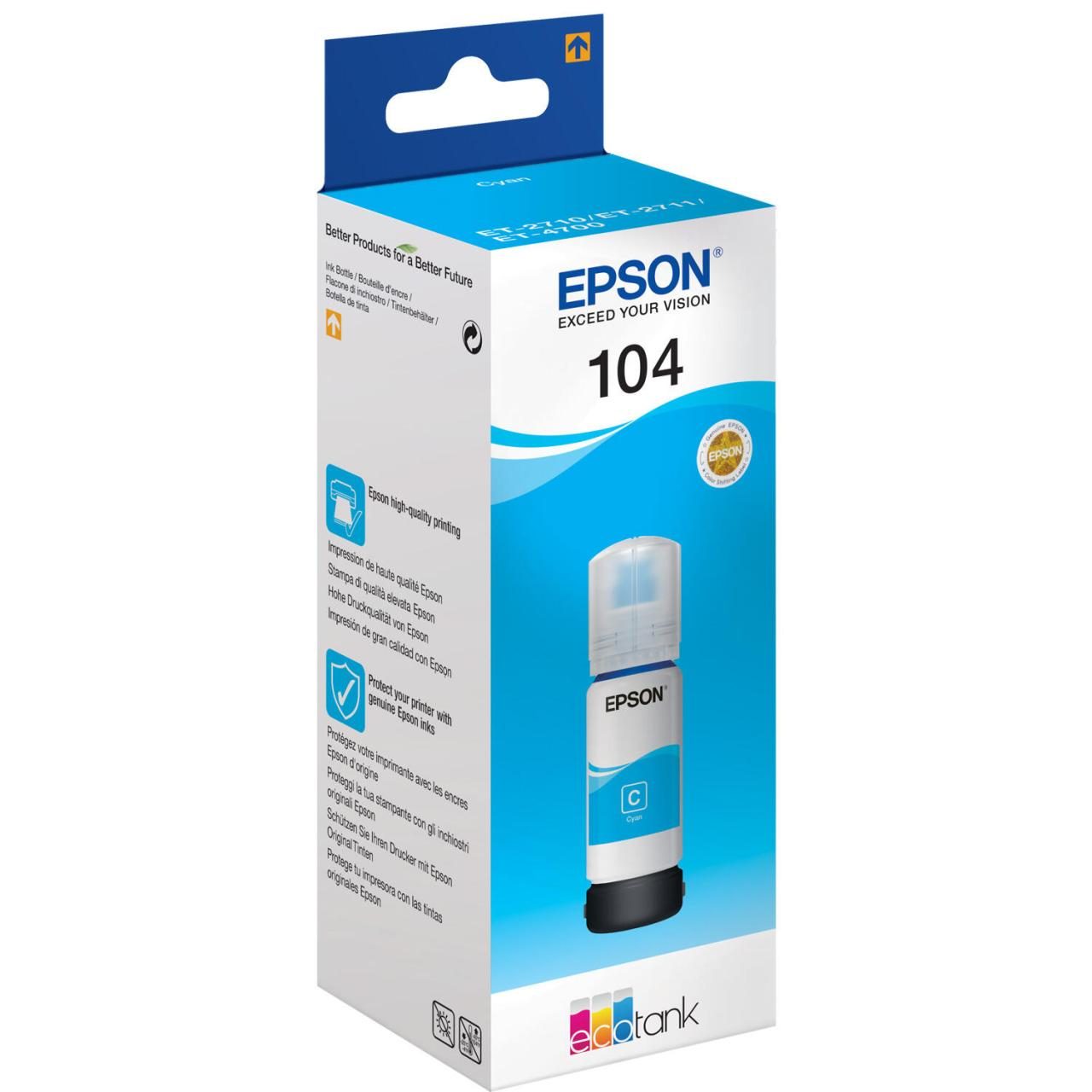 Epson Original EcoTank 104 Nachfülltinte - cyan (C13T00P240) von Epson