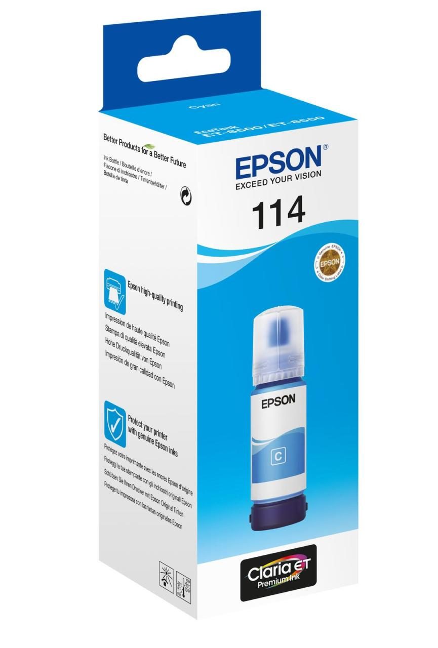 Epson Original EcoTank 114 Nachfülltinte - cyan (C13T07B240) von Epson