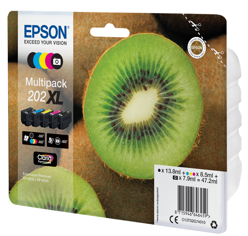 Epson Original Multipack Photo BK/BK/C/M/Y 202XL Claria Premium Ink von Epson