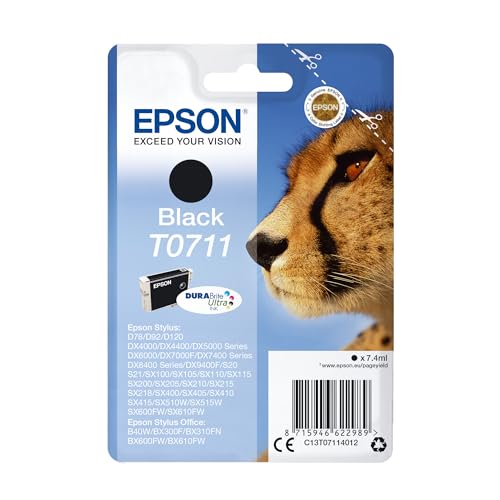 Epson Original T0711 Tinte Gepard, wisch- und wasserfeste (Singlepack) schwarz von Epson