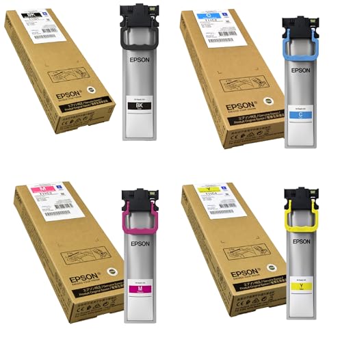 Epson Original T11D140 (T11D1) schwarz XL 69,9ml + T11C2, T11C3, T11C4 Cyan, Magenta, gelb, Farbe Standard (23 ml) Tintenpatronen, Workforce-Pro WF-C5390, Workforce-Pro WF-C5390DW, WF-C5890 von Epson
