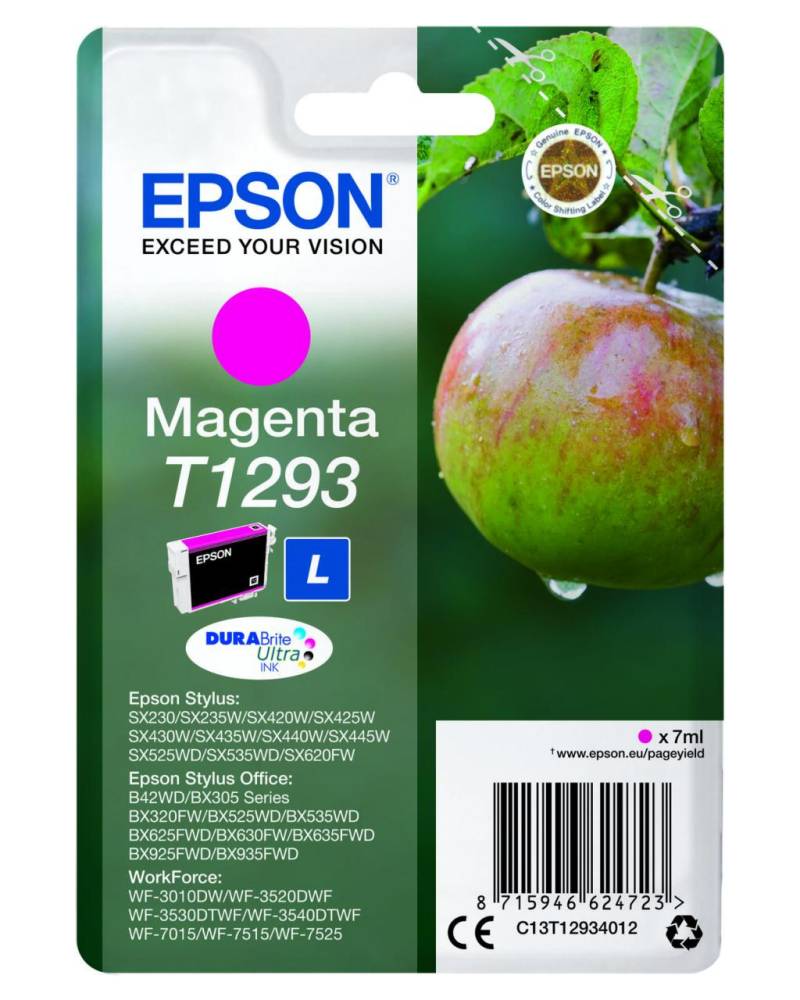Epson Original T1293 Apfel Druckerpatrone magenta 378 Seiten 7ml (C13T12934012) von Epson