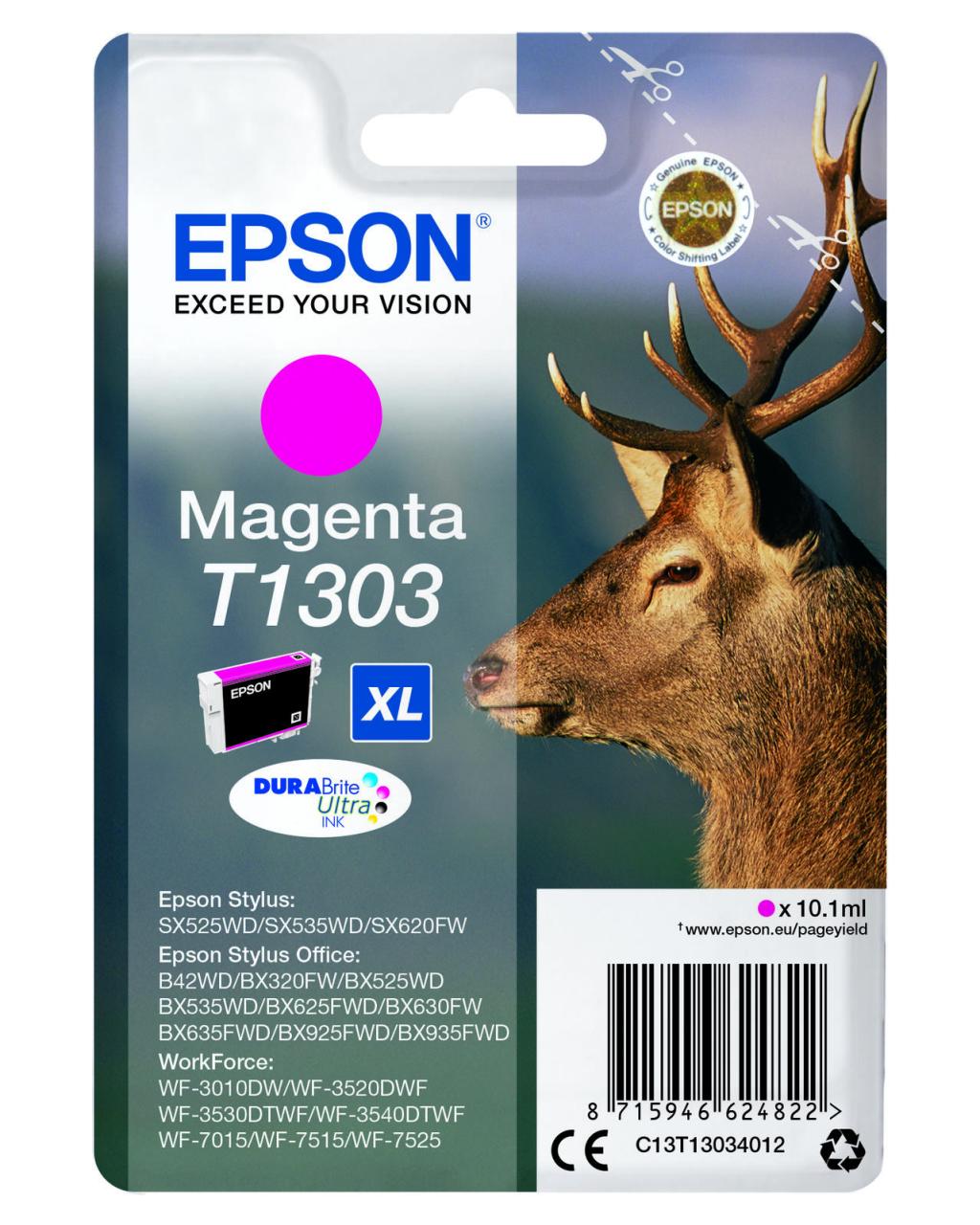 Epson Original T1303 Hirsch Druckerpatrone magenta 600 Seiten 10,1 ml (C13T13... von Epson