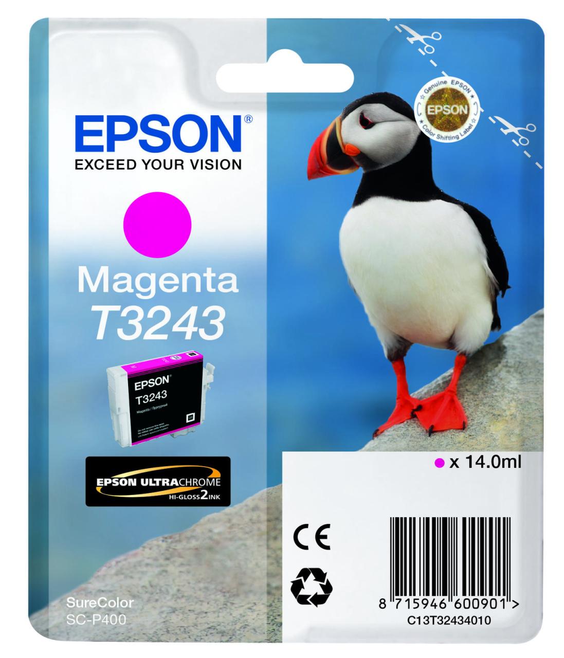 Epson Original T3243 Druckerpatrone Magenta 14ml (C13T32434010) von Epson