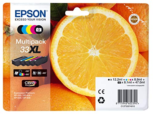Epson Original T3357 Orange, Claria Premium Tinte XL, Text- und Hochglanzfotodruck (Multipack 5-farbig) (CYMK + Photo-schwarz) von Epson