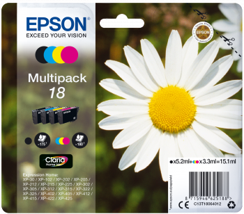 Epson Original Tinte Multipack 18 BK/C/M/Y - C13T18064012 von Epson