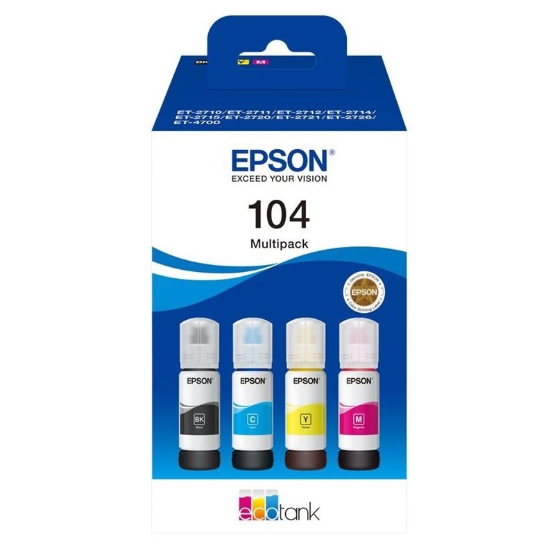 Epson Original Tinten-Multipack BK/C/M/Y EcoTank 104 - C13T00P640 von Epson