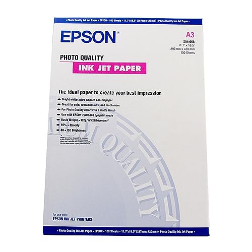 Epson Papier für Tintenstrahldrucker in Foto-Qualität matt beschichtet A3 297 x 420 mm 102 g/m² 100 Blatt von Epson