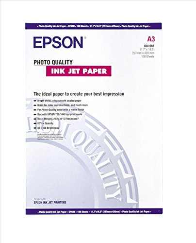 Epson Papier für Tintenstrahldrucker in Foto-Qualität matt beschichtet A3 297 x 420 mm 102 g/m² 100 Blatt Epson Papier für Tintenstrahldrucker in Foto-Qualität matt beschichtet A3 297 x 420 mm 102 g/m² 100 Blatt von Epson