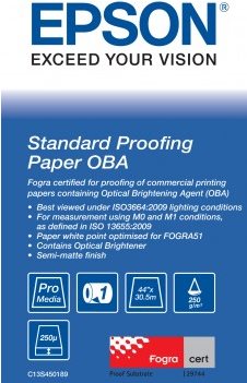 Epson Proofing Paper Standard - 200 Mikron - Rolle (111,8 cm x 30,5 m) - 240 g/m² - 1 Rolle(n) Proofing-Papier - für Stylus Pro 11880, Pro 98XX, Pro 9900, SureColor SC-P10000, P20000, P8000, P9000, T7000 von Epson