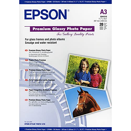 Epson S041315 Premium Glossy Photo Paper, DIN-A3, 255g/m², 20 Blatt von Epson