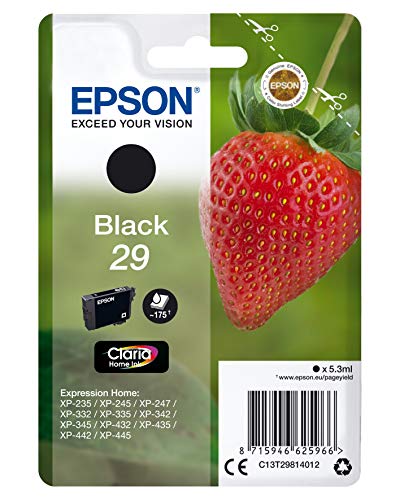 Epson SGLPCK Schwarz 29 Home Ink Einzelpackung Schwarz 29 Claria Home Ink - Tinte für Tintenstrahldrucker - Geeignet für den Heimgebrauch von Epson
