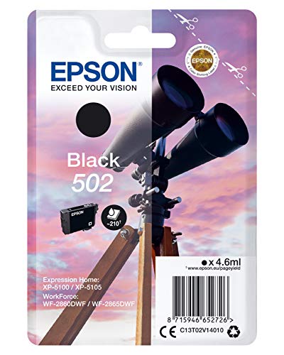 Epson Singlepack Black 502 Ink – Tintenpatronen (Original, Pigmenttinte, Schwarz, Epson, 1 Stück, Tintenstrahldruck), Standard von Epson