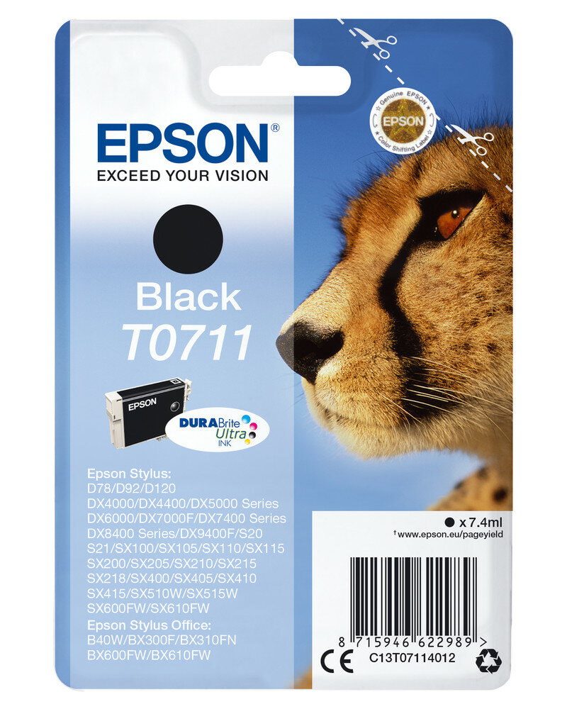 Epson Singlepack Black T0711 DURABrite Ultra Ink Epson Singlepack Black T0711 DURABrite Ultra Ink von Epson