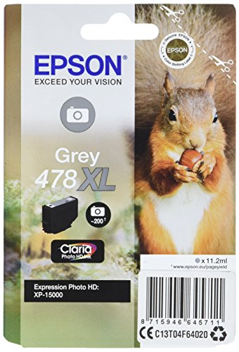 Epson Singlepack Grey 478XL Claria Photo HD Ink – Druckerpatronen (Grau, Epson, Expression Photo HD XP-15000, C13T04F64020, Tintenstrahldrucker, Grau) von Epson