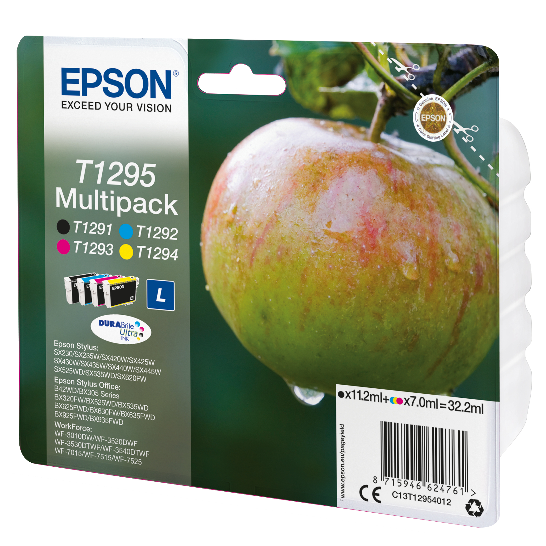 Epson T1295 Tintenpatronen 4er-Pack 4x Farben DURABrite Ultra In Für Kompatibilität, siehe Artikel-Beschreibung | 4x Tintenpatronen: Schwarz, Magenta, Epson T1295 Tintenpatronen 4er-Pack 4x Farben DURABrite Ultra In Für Kompatibilität, siehe Artikel-Beschreibung | 4x Tintenpatronen: Schwarz, Magenta, von Epson