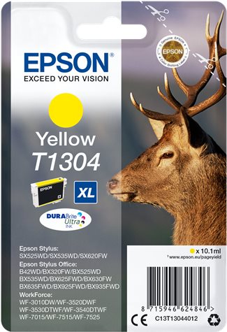 Epson T1304 - 10.1 ml - Größe XL - Gelb - original - Blisterverpackung - Tintenpatrone - für Stylus Office BX630, BX635, BX935, WorkForce WF-3010, 3520, 3530, 3540, 7015, 7515, 7525 von Epson