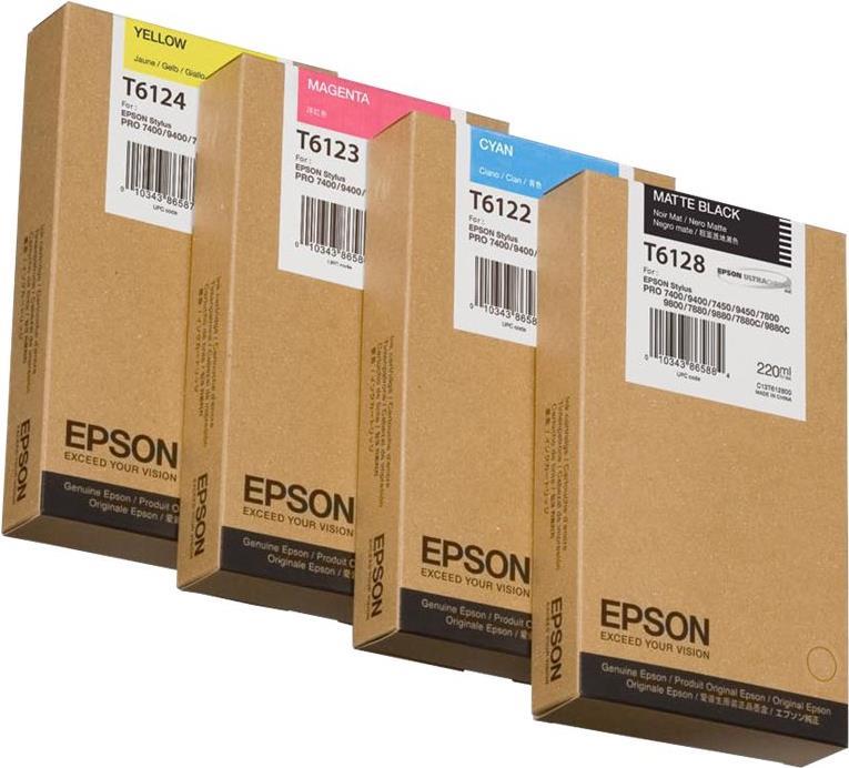 Epson T6124 - 220 ml - Gelb - Original - Tintenpatrone - für Stylus Pro 7450, Pro 7450 CAD, Pro 7450-Film, Pro 9450, Pro 9450 CAD, Pro 9450-Film von Epson