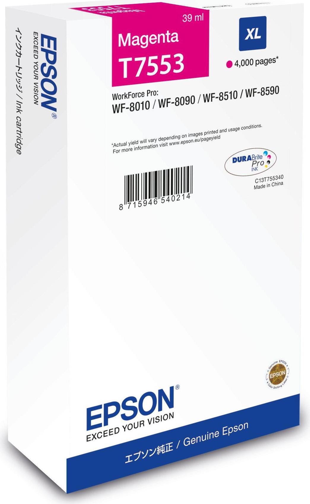 Epson T7553 - 39 ml - XL - Magenta - original - Box - Tintenpatrone (C13T75534N) von Epson
