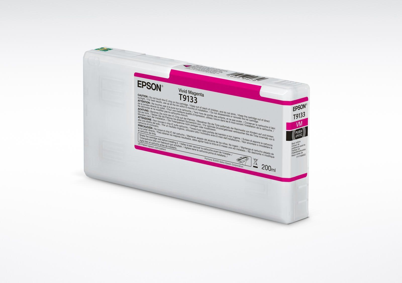 Epson T9133 - 200 ml - Vivid Magenta - Original - Tintenpatrone - für SureColor P5000, SC-P5000, SC-P5000 STD Spectro, SC-P5000 Violet, SC-P5000 Violet Spectro (C13T913300) von Epson