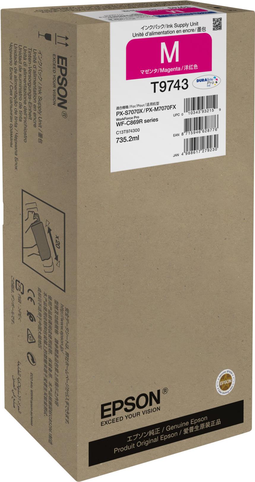Epson T9743 - 735.2 ml - Größe XXL - Magenta - original - Tintenpatrone (C13T97430N) von Epson