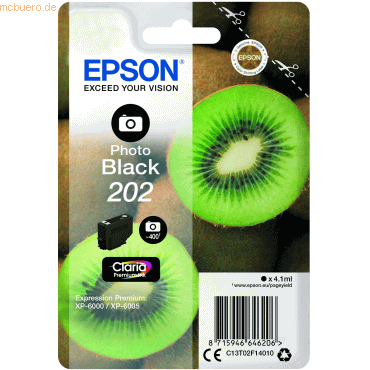 Epson Tintenpatrone Epson 202 schwarz photo von Epson