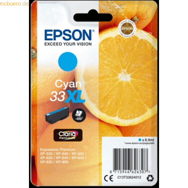 Epson Tintenpatrone Epson Expression Home XP-530 T3362 cyan High-Capac Epson Tintenpatrone Epson Expression Home XP-530 T3362 cyan High-Capac von Epson