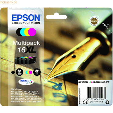 Epson Tintenpatrone Epson Mutlipack 16XL schwarz/cyan/magenta/yellow Epson Tintenpatrone Epson Mutlipack 16XL schwarz/cyan/magenta/yellow von Epson