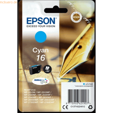 Epson Tintenpatrone Original Epson T1622 cyan Epson Tintenpatrone Original Epson T1622 cyan von Epson