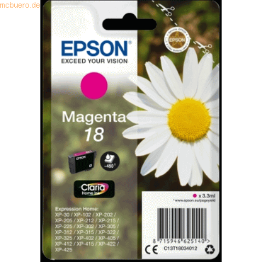 Epson Tintenpatrone Original Epson T1803 magenta von Epson