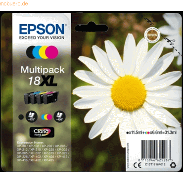Epson Tintenpatrone Original Epson T1816XL schwarz/cyan/magenta/gelb von Epson