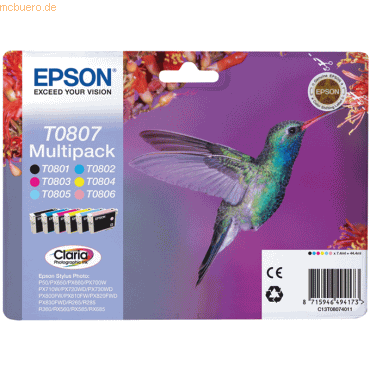 Epson Tintenpatronen Epson T0807 BK/C/M/Y cyan hell/magenta hell von Epson