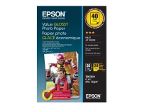 Epson Value Glossy Photo Paper - 10x15cm - 2x 20 Blätter (BOGOF), Glanz, 183 g/m², A4, 10x15 cm, Office printing, Kalender, Photo collage, Photo gifts, Foto, Cards and gift wraps, Seasonal..., 40 Blätter von Epson